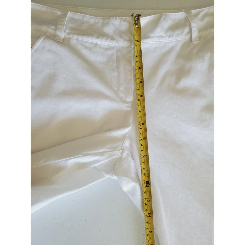 Eileen Fisher White Organic‎ Cotton Stretch Cropped Pants Womens Large